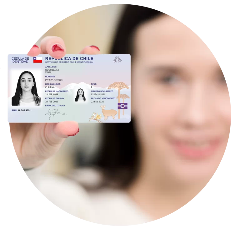 Ilustración de la nueva cédula de identidad chilena con CheckID